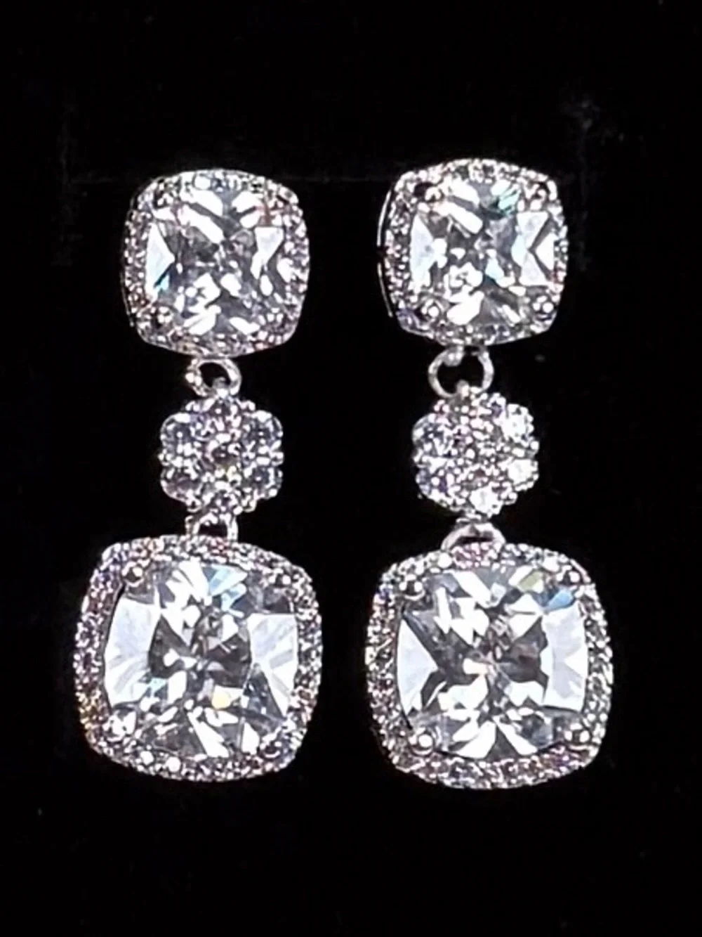 Gorgeous, silvertone, bling bling bling, dressy, pierced costume earrings